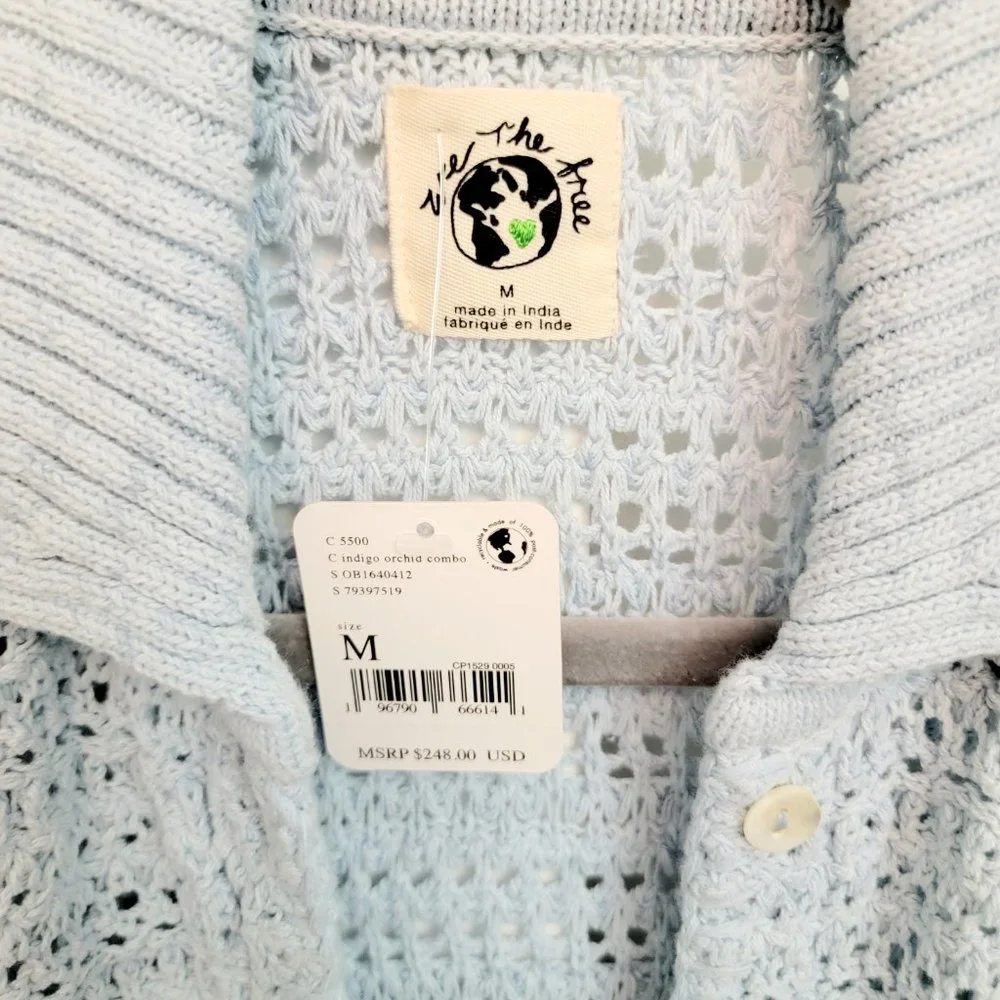 Free People Size Medium Ombré Open Stitch Short Sleeve Knit Cardigan NWT $248 - Picture 6 of 12